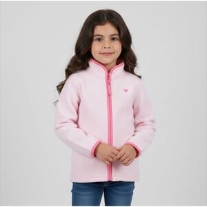 OshKosh B'gosh Kids Girls Pink Heart Fleece Zip Up Jacket Size 7 7A